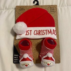 NWT! Baby Essentials “My 1st Christmas” Hat & Booties